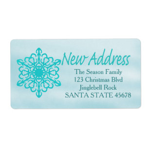 New Address snowflake Holiday Address Label