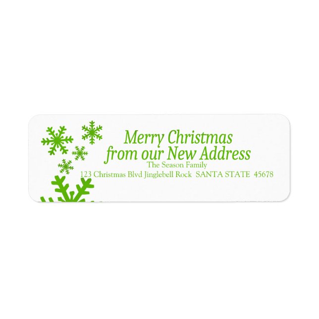 New Address snowflake holiday Label (Front)