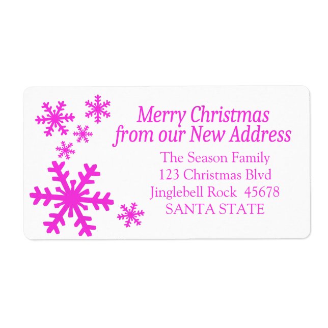 New Address snowflake holiday Label (Front)