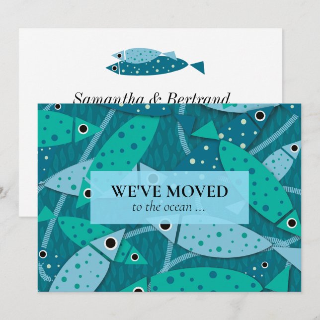 New Address Tropical Fish Pattern  Announcement (Front/Back)