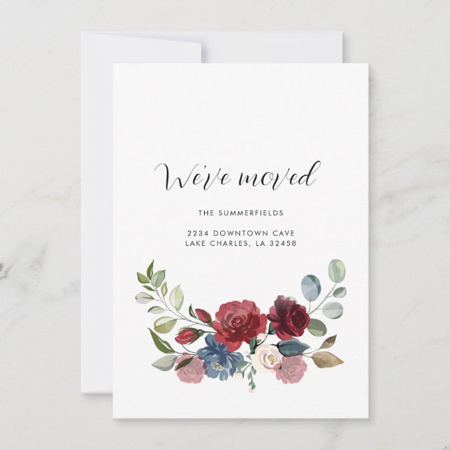 New Address Update Floral Moving Announcement (Front)
