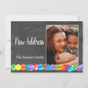 New Address watercolor baubles photo card