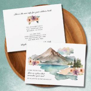 New Address Watercolor Mountains Moving Announcement