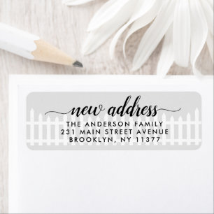 New Address We've Moved Moving Picket Fence Gray