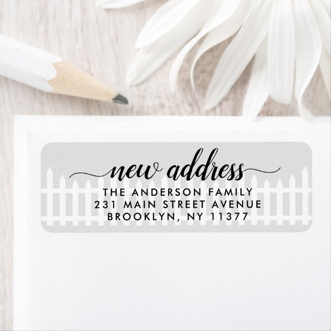 New Address We've Moved Moving Picket Fence Grey (Insitu)