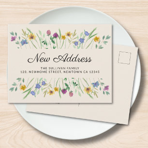 New Address Wildflower Moving Announcement Postcard