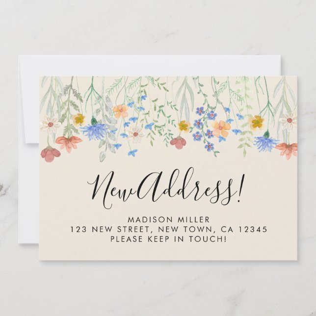 New Address Wildflowers Moving  Announcement (Front)
