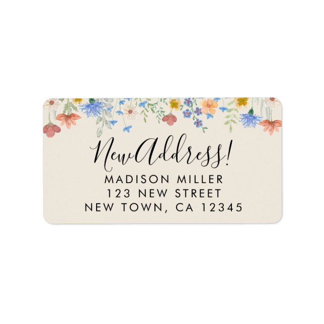 New Address Wildflowers Return Address Label (Front)