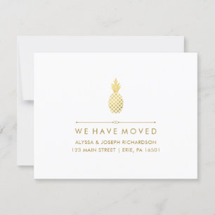 New Address with Elegant Gold Pineapple Announcement