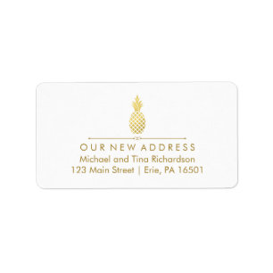 New Address with Gold Pineapple Label