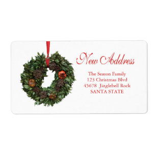 New Address x-mas wreath Holiday Label