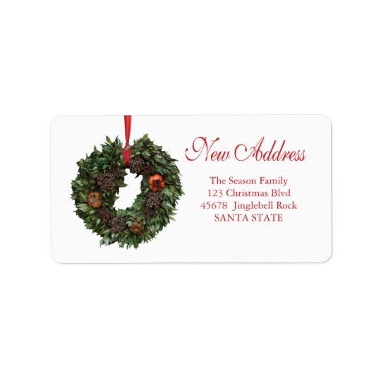 New Address x-mas wreath Holiday Label