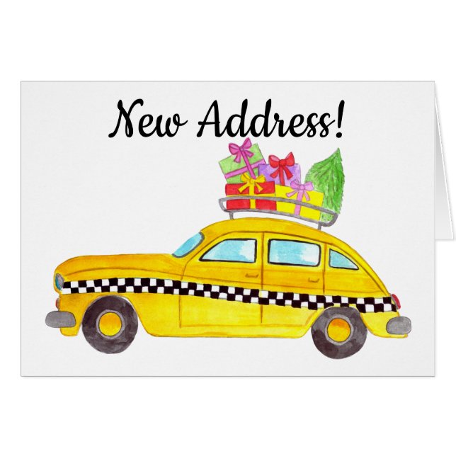 New Address Yellow Cab Taxi Christmas Gifts (Front Horizontal)