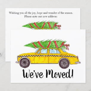 New Address Yellow Cab Taxi Christmas tree Invitation