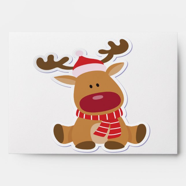 New Adorable Reindeer Christmas Holiday Custom Envelope (Front)
