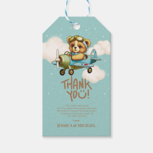 New Adventure Baby Pilot Airplane Baby Shower Gift Tags