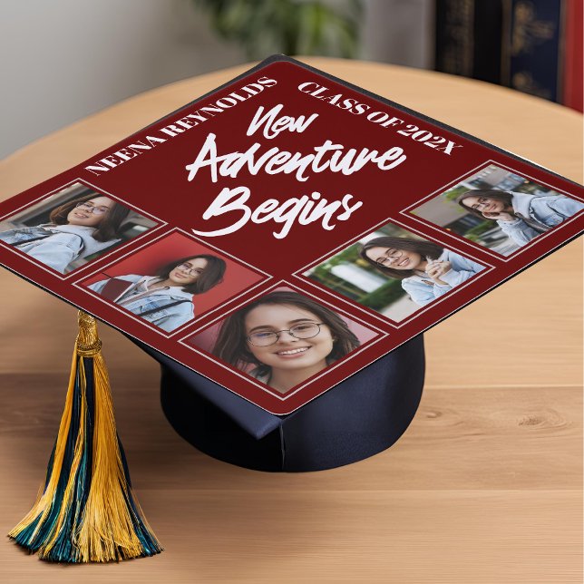 New Adventure Begins Class Of 2025 Multi Photo Graduation Cap Topper (New Adventure Begins Class Of 2025 Multi Photo Graduation Cap Topper)