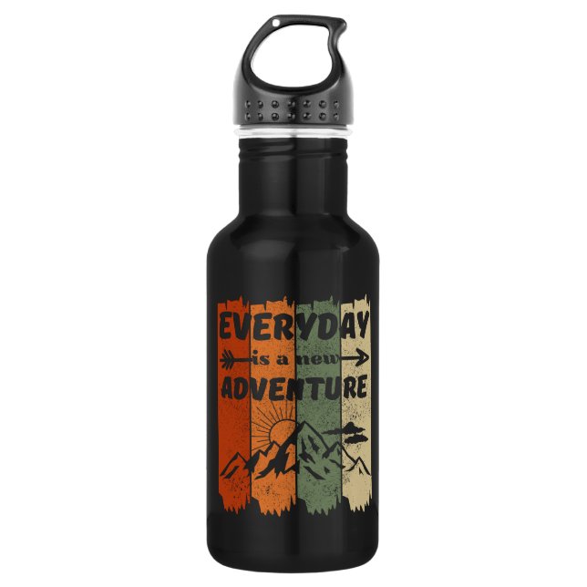 New adventure hiking lovers gift retro mountain 532 ml water bottle (Front)