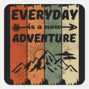 New adventure hiking lovers gift retro mountain square sticker