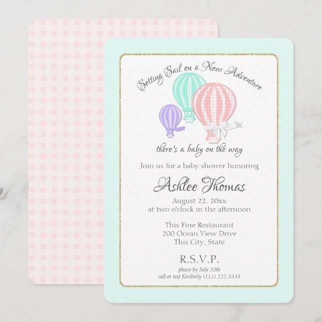 New Adventure Hot Air Balloons Baby Shower Invitation (Front/Back)