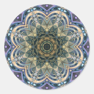 New Age Bohemian Yoga Blue Purple Mandala Classic Round Sticker