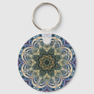 New Age Bohemian Yoga Blue Purple Mandala Keychain