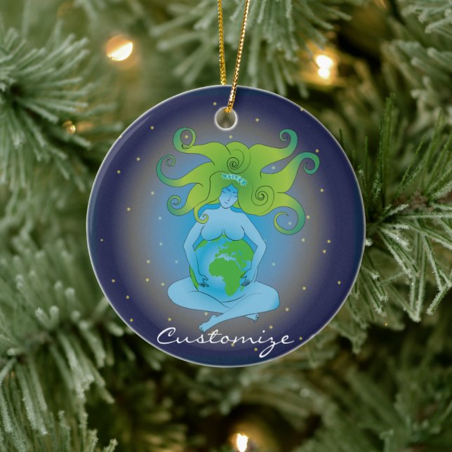 New Age Gaia Goddess Thunder_Cove Ceramic Ornament (Tree)
