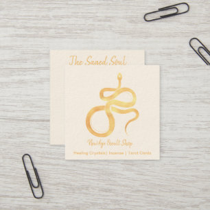 New Age Occult Shop Gold Snake Square Business Card