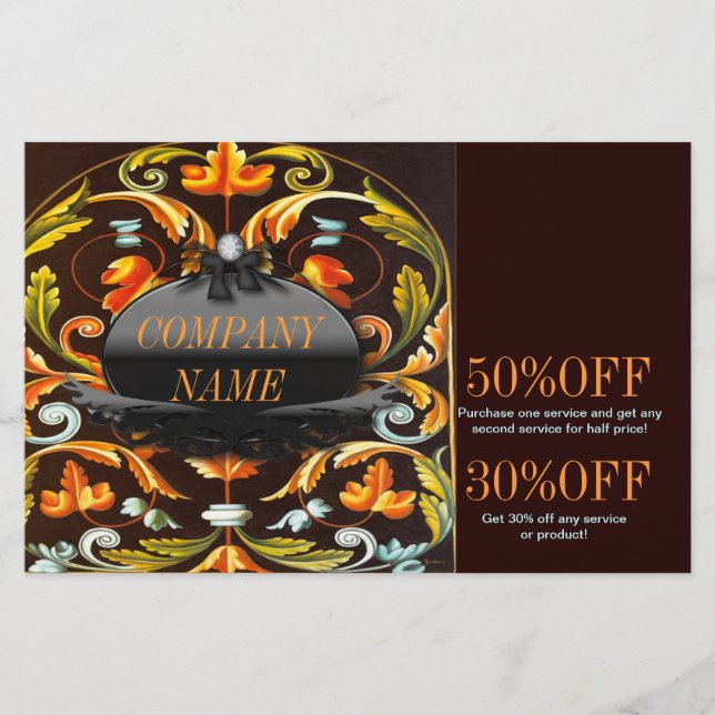 New Age Yoga bohemian fall leaves mandala Flyer (Front)