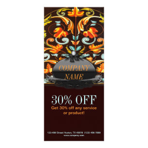 New Age Yoga bohemian fall leaves mandala Rack Card