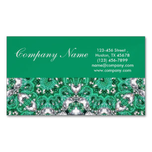 New Age Yoga Instructor emerald green Mandala Magnetic Business Card