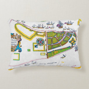 New Amsterdam Map, 1661 Accent Pillow