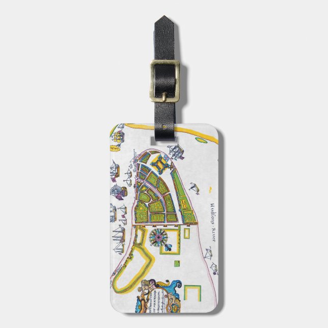 New Amsterdam Map, 1661 Luggage Tag (Front Vertical)