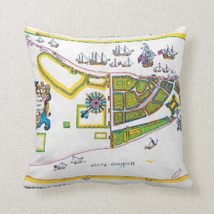 New Amsterdam Map, 1661 Throw Pillow
