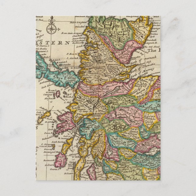 New and correct map of Scotland and the Isles Postcard (Front)