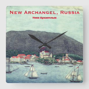 New Archangel, Russia (Sitka) Painting Square Wall Clock