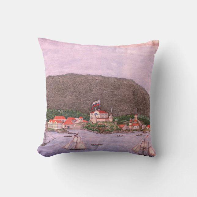 New Archangel, Russia (Sitka) Painting Throw Pillow (Front)