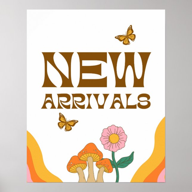 New Arrivals Sign, Retro Retail Store Poster (Front)