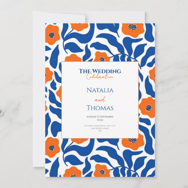 new art boho abstract botanical wedding invitation (Front)