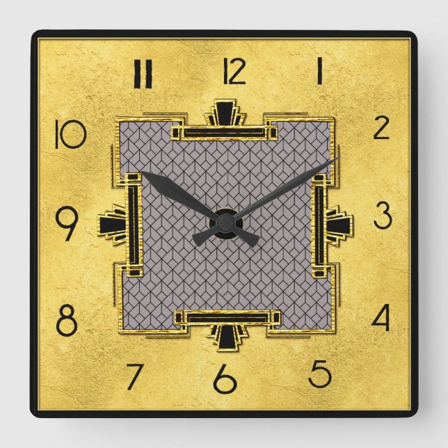 New Art Deco Design Square Wall Clock (Front)