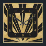 New Art Deco Gatsby Style Square Wall Clock<br><div class="desc">I have created a new Gatsby Style Art Deco Square Clock. I made the design myself and finished it in gold and black colours. This would make a fabulous wall clock for your home. It probably would look good on a plain style wall. Why not give as a present for...</div>