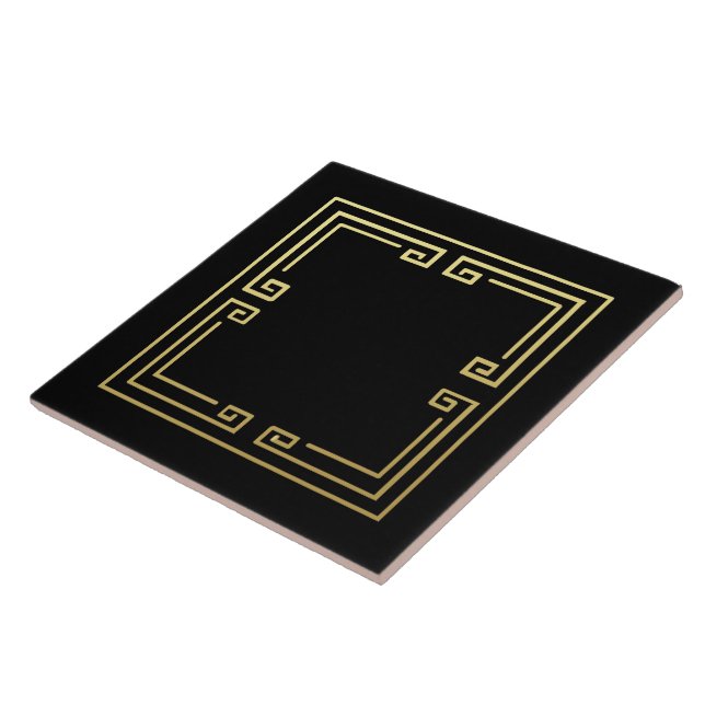 New Art Deco Style Black and Gold Tile (Side)