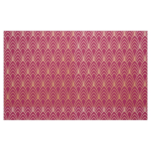 New Art Deco Style Fabric. (Red and Gold.) Fabric (Fat Quarter)