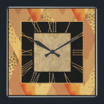 New Art Deco Style Square Wall Clock<br><div class="desc">I have created yet another Art Deco Style wall clock. I used a vintage Art Deco Print for the backing and created the Roman Numeral centre in Black and gold. This really is a lovely wall clock in the Art Deco style. Bespoke and unusual. See the side menu.</div>