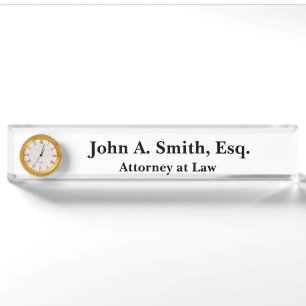 New Attorney Gift Desk Nameplate With Clock