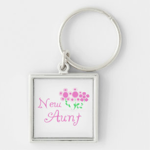 New Aunt Pink Flowers T-shirts and Gifts Keychain
