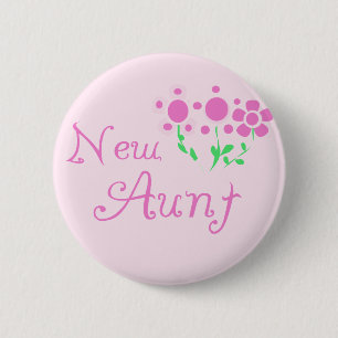 New Aunt Pink Flowers Tshirts and Gifts 2 Inch Round Button
