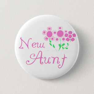 New Aunt Pink Flowers Tshirts and Gifts 2 Inch Round Button