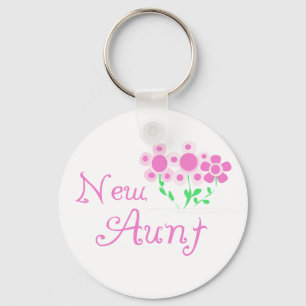 New Aunt Pink Flowers Tshirts and Gifts Keychain
