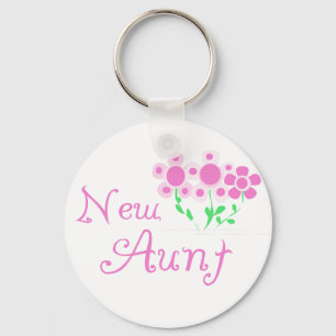 New Aunt Pink Flowers Tshirts and Gifts Keychain